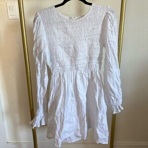 Elegant White Smocked Women's Top dissh